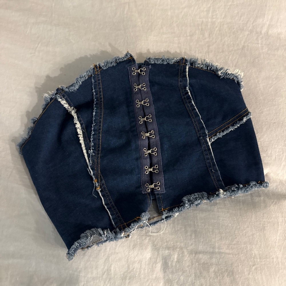 Urban Outfitters Dark Blue Denim Corset Top